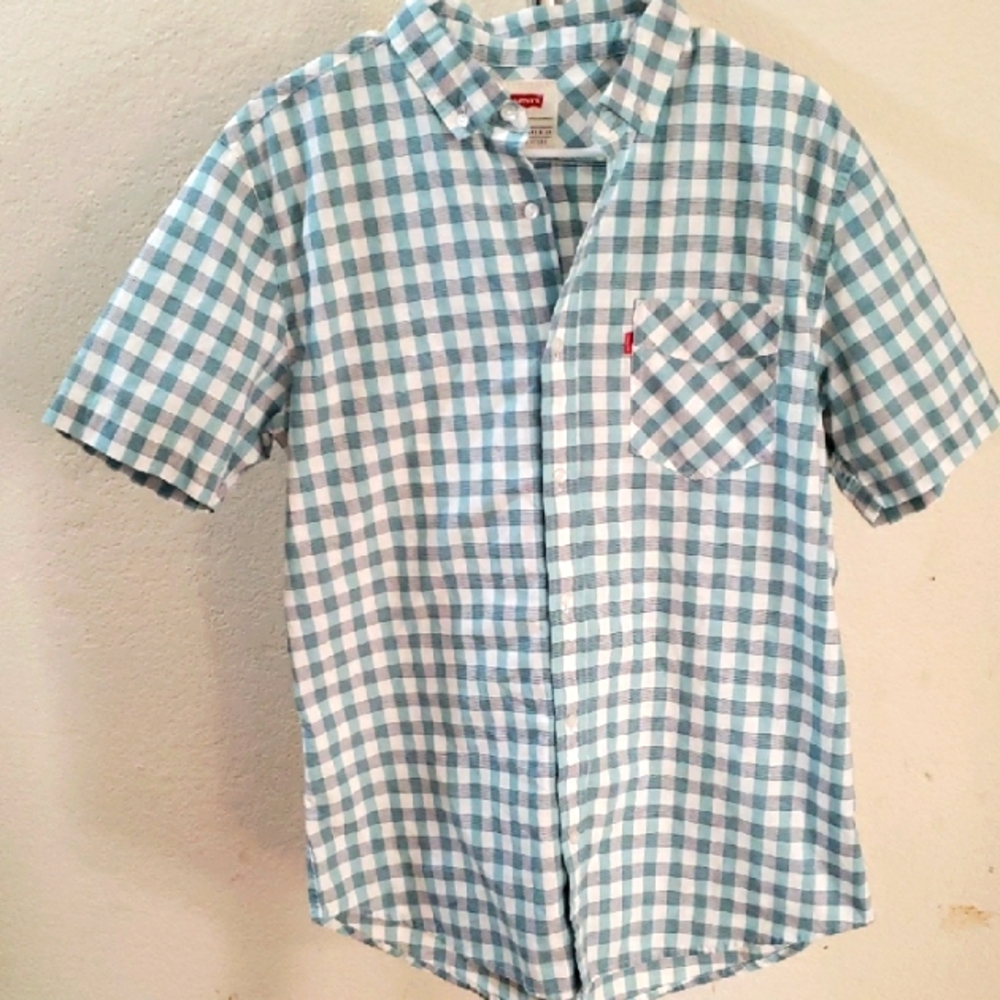 Levi's Blue and White Casual Button Down Shirt